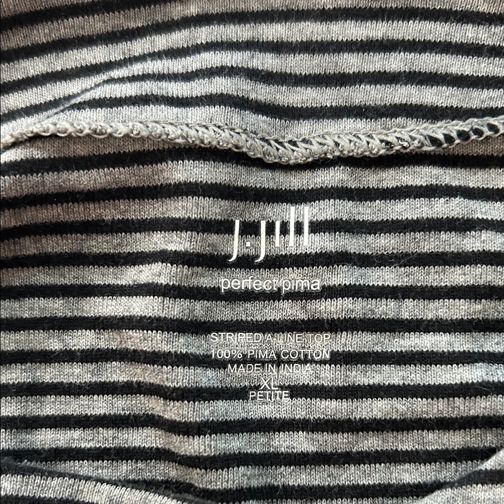 J. Jill Gray Striped Long Sleeve Women's Top Size XL Petite - Picture 3 of 4